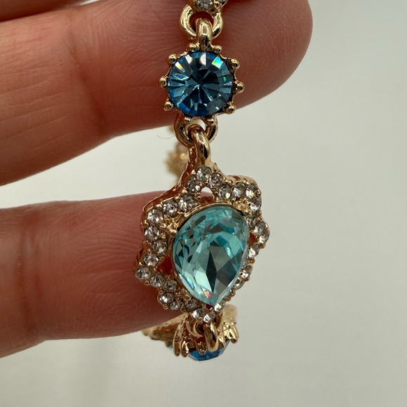 Marchesa Luxury Gold-Tone Bracelet with Aqua & Sapphire Blue Crystals - Picture 4 of 16